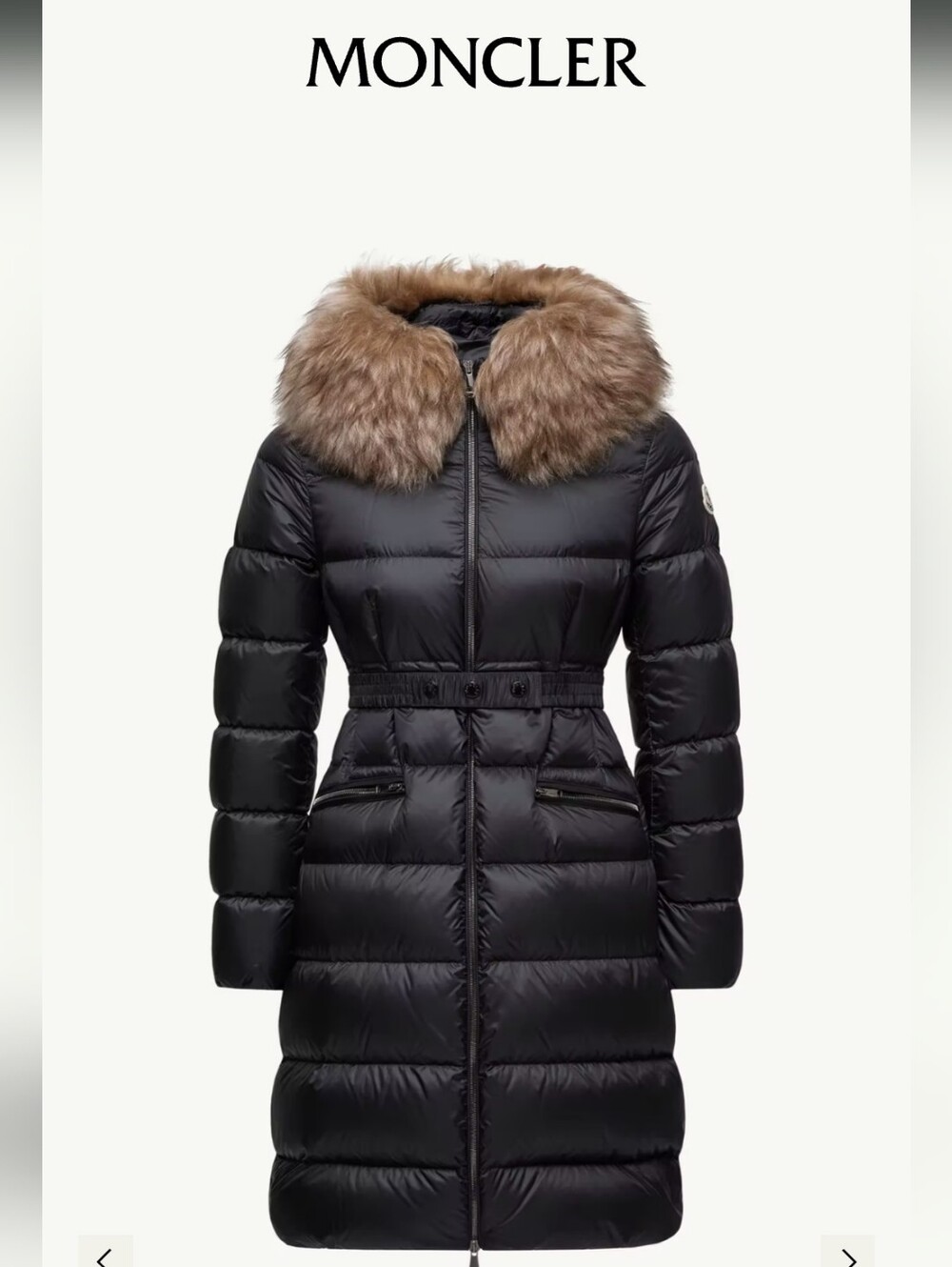 Moncler Boedic Hooded Shearling-Trimmed Long Down Jacket